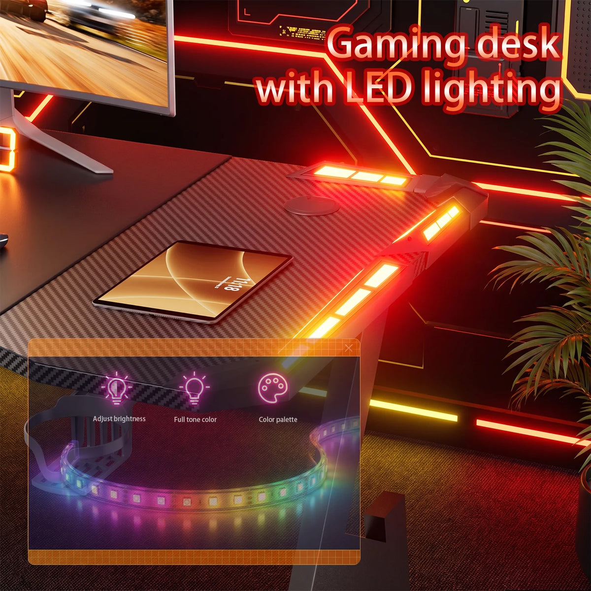 A-Shaped RGB Gaming Desk