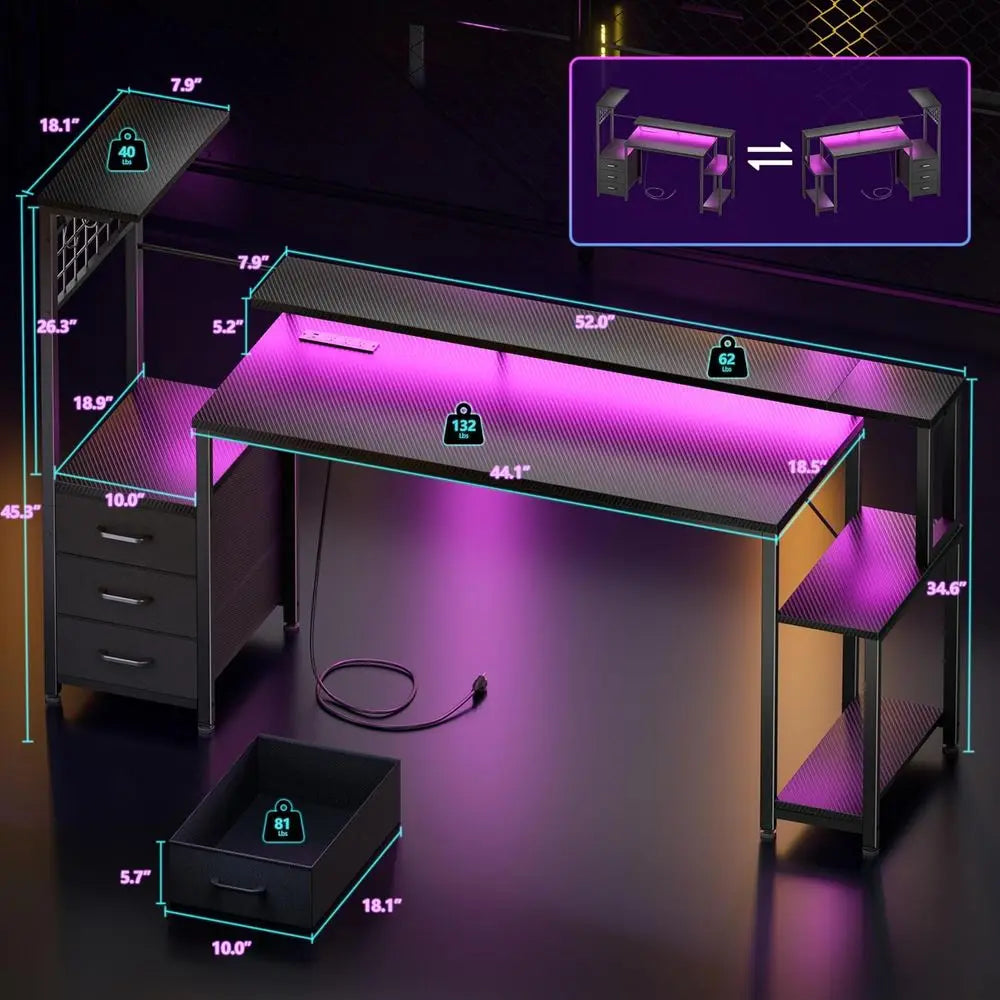 63″ Bluetooth LED Gaming Desk