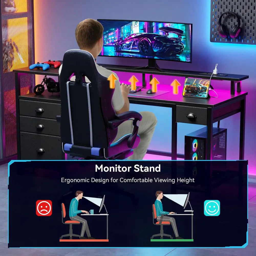 60″ Gaming Desk with Drawers