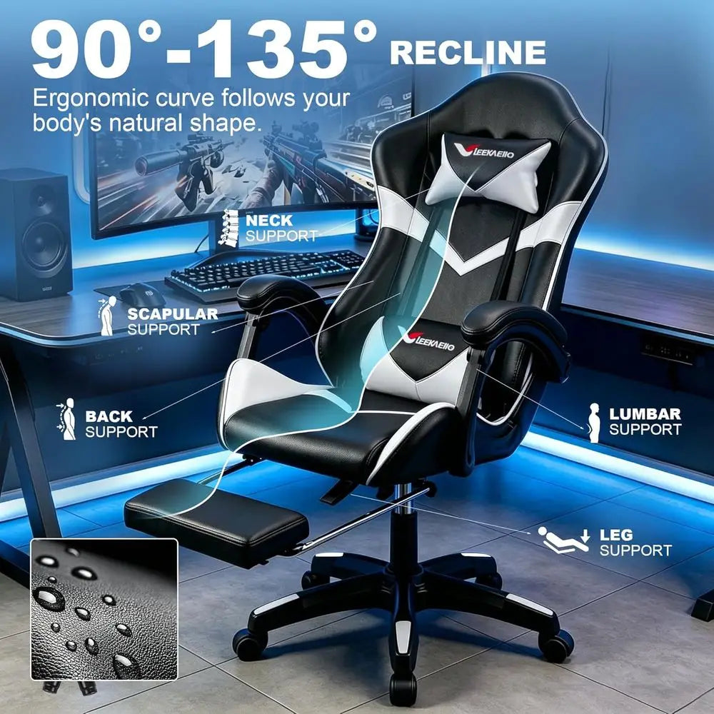 White Reclining Gaming Chair
