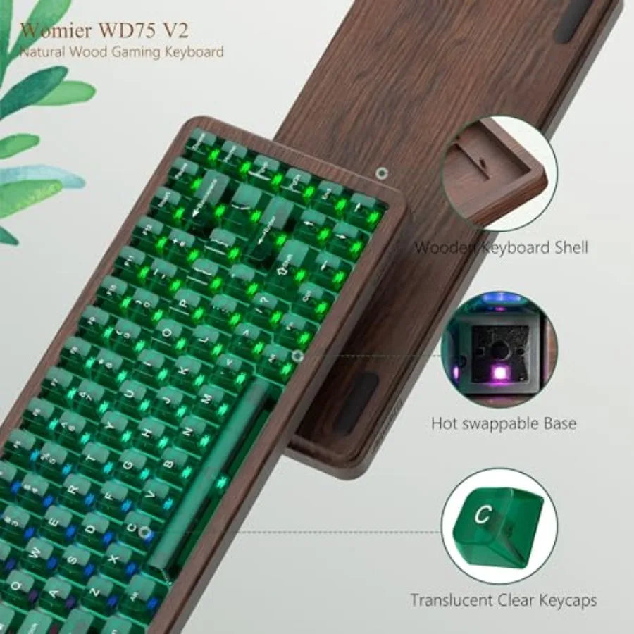 Wooden Wireless Mechanical Keyboard