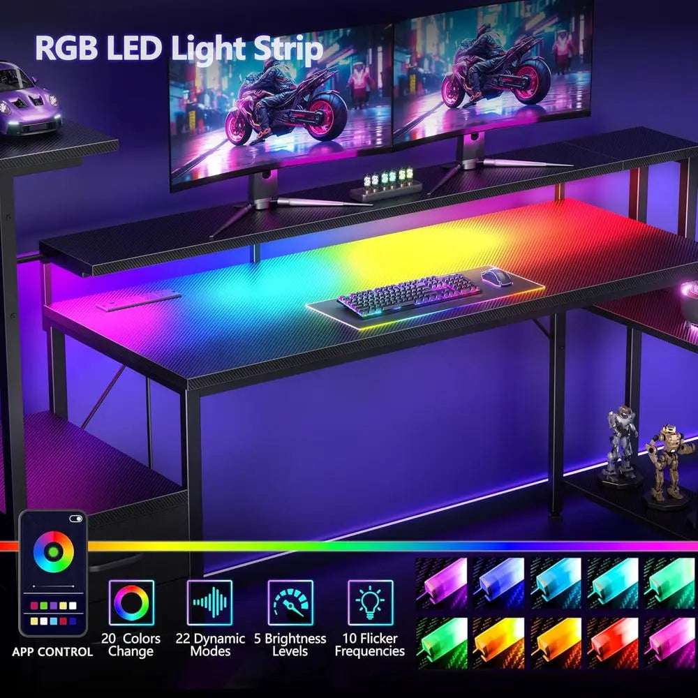 63″ Bluetooth LED Gaming Desk