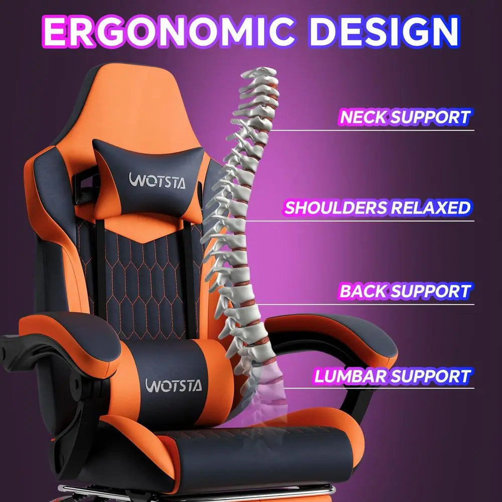 Leather Gaming Chair with Footrest