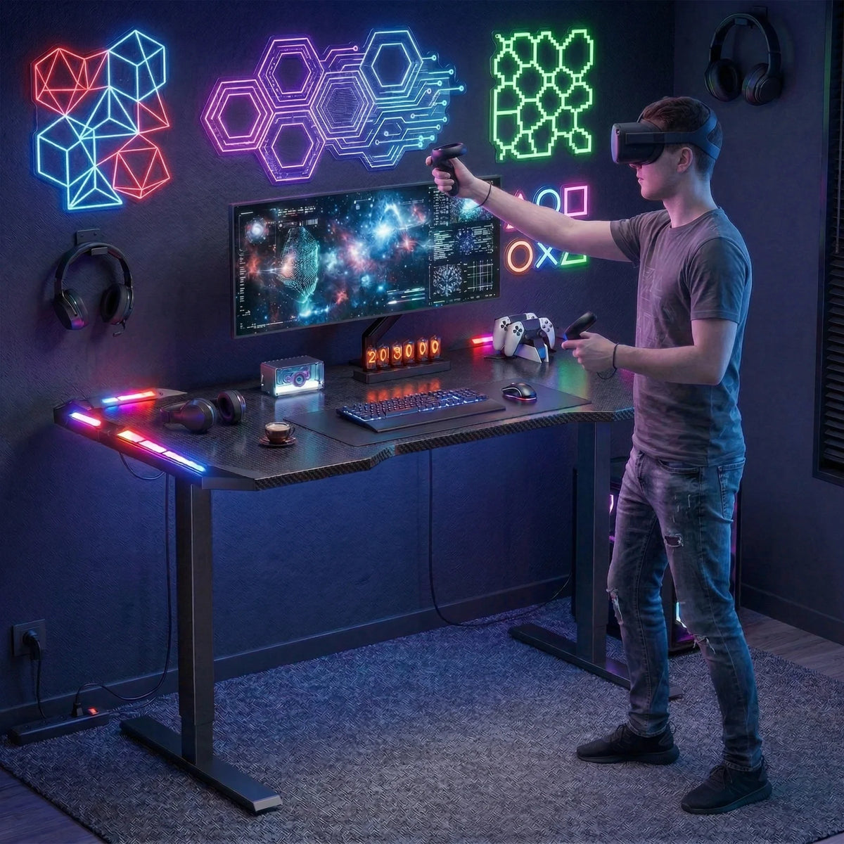 Electric Height-Adjustable Gaming Desk