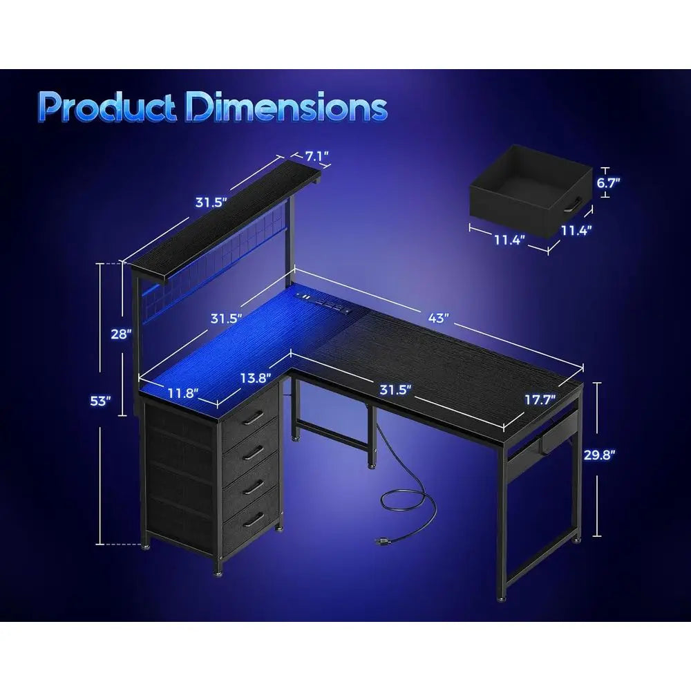 Compact L-Shaped Gaming Desk