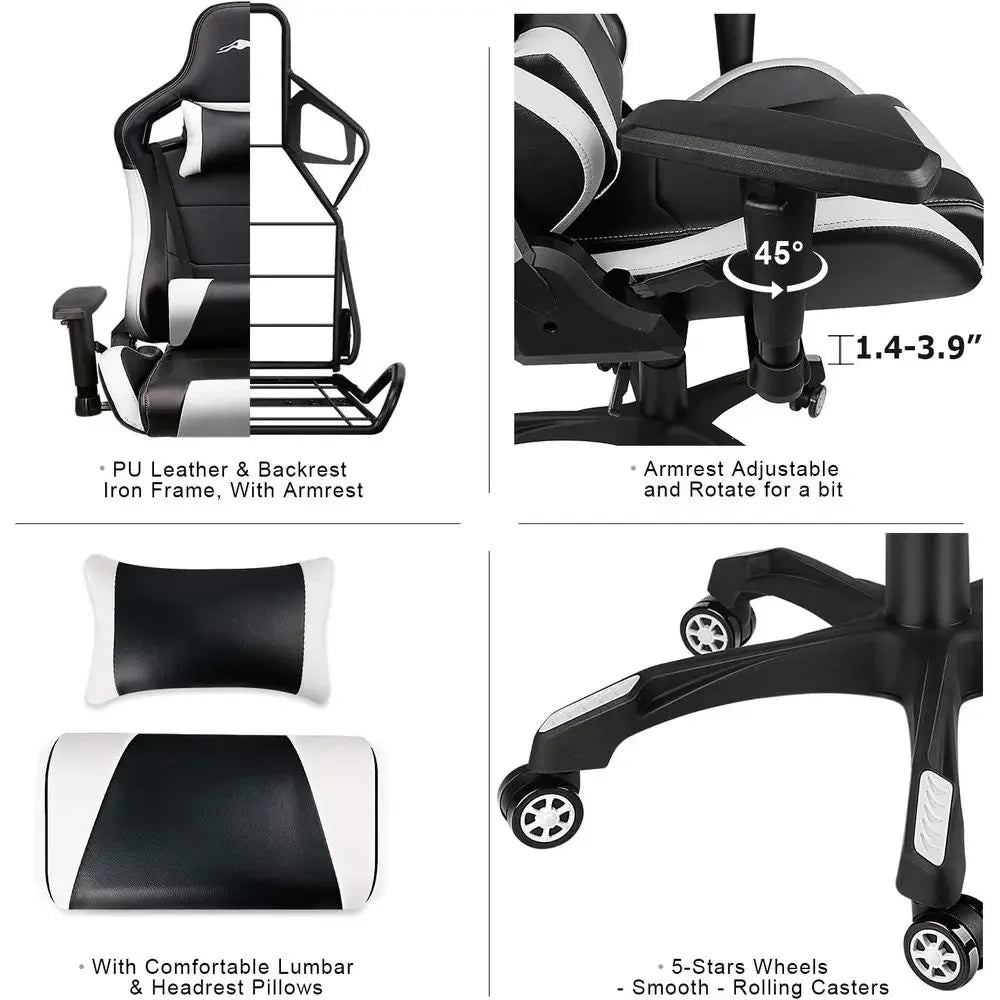 Black & White PU Gaming Chair
