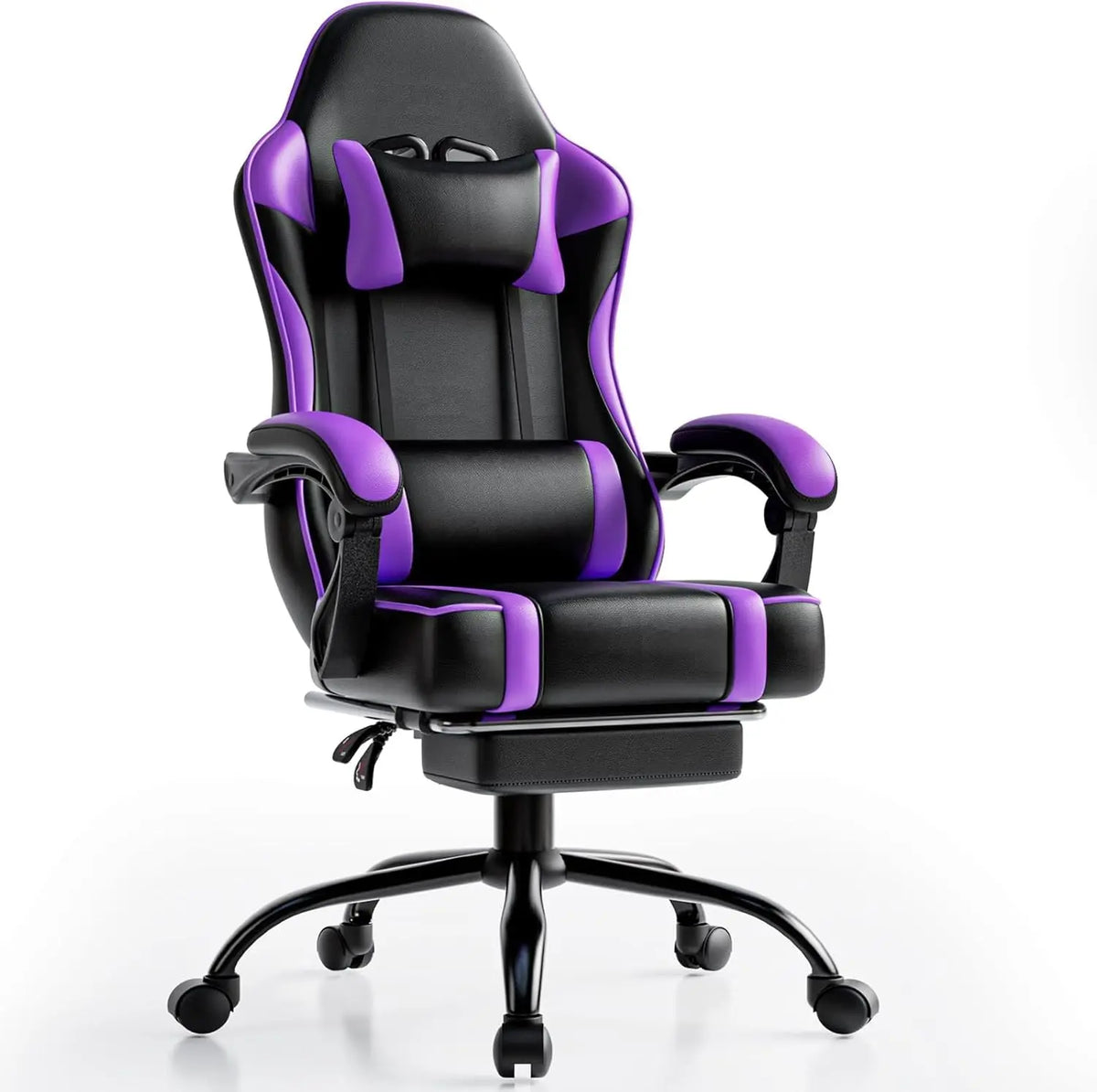 Purple Gaming Chair with Footrest