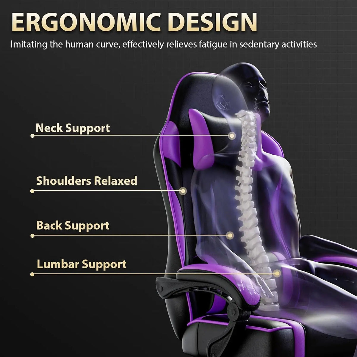 Purple Gaming Chair with Footrest