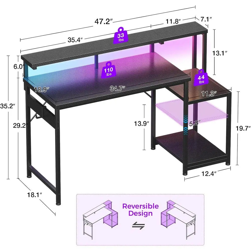 48″ LED Gaming Desk