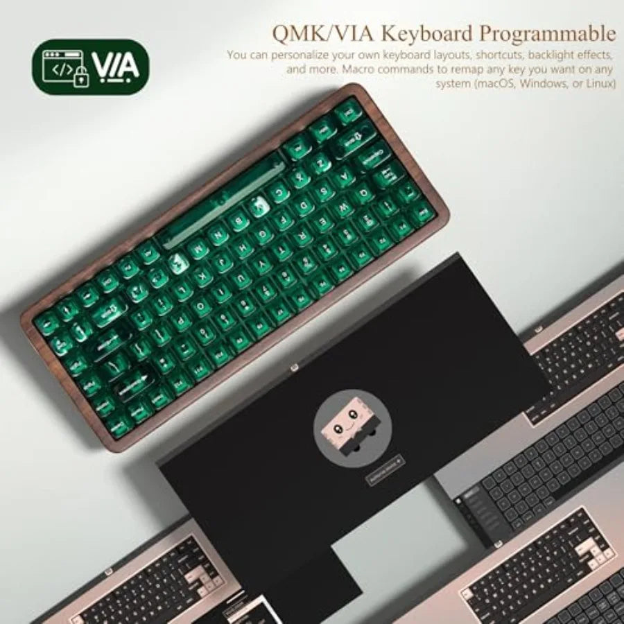 Wooden Wireless Mechanical Keyboard