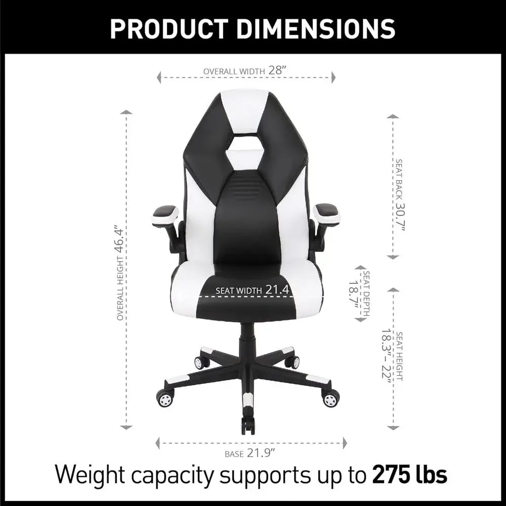Black & White Leather Gaming Chair