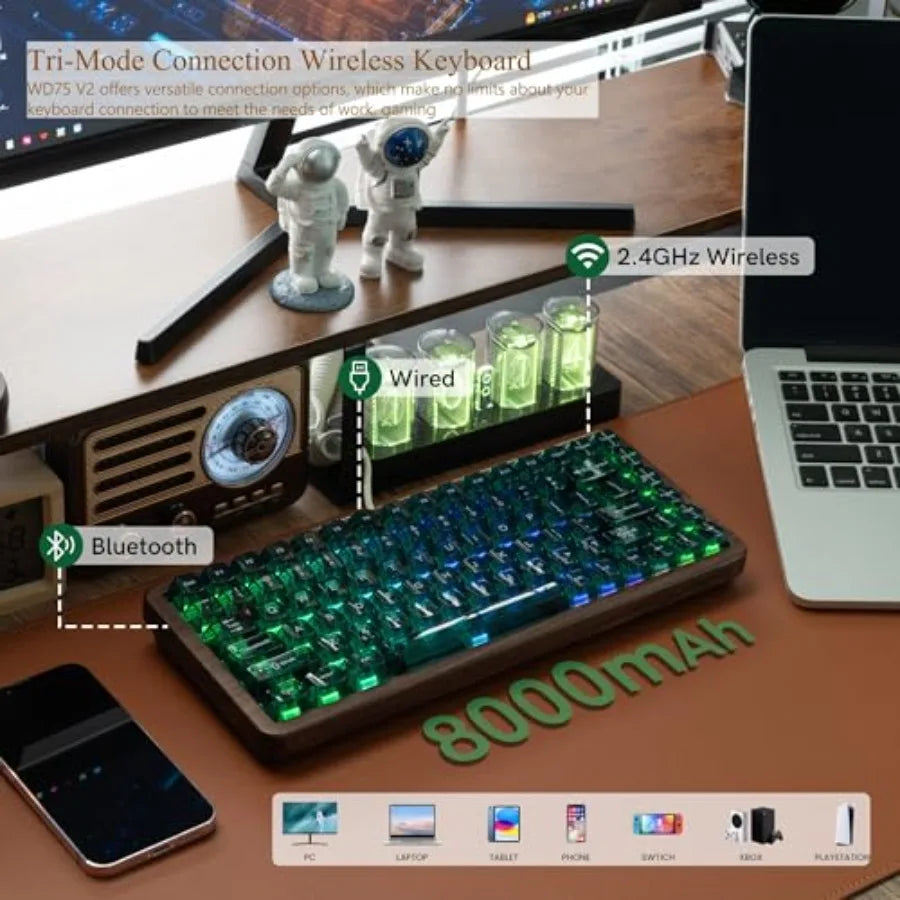 Wooden Wireless Mechanical Keyboard