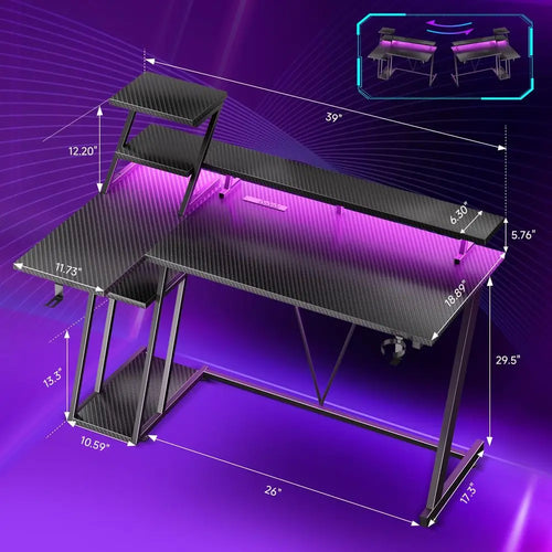 40″ L-Shaped Gaming Desk