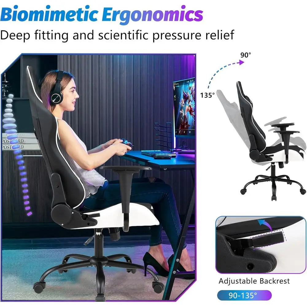 White High-Back Gaming Chair