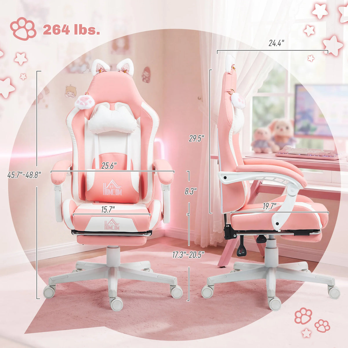 HOMCOM Cat Ear Gaming Chair