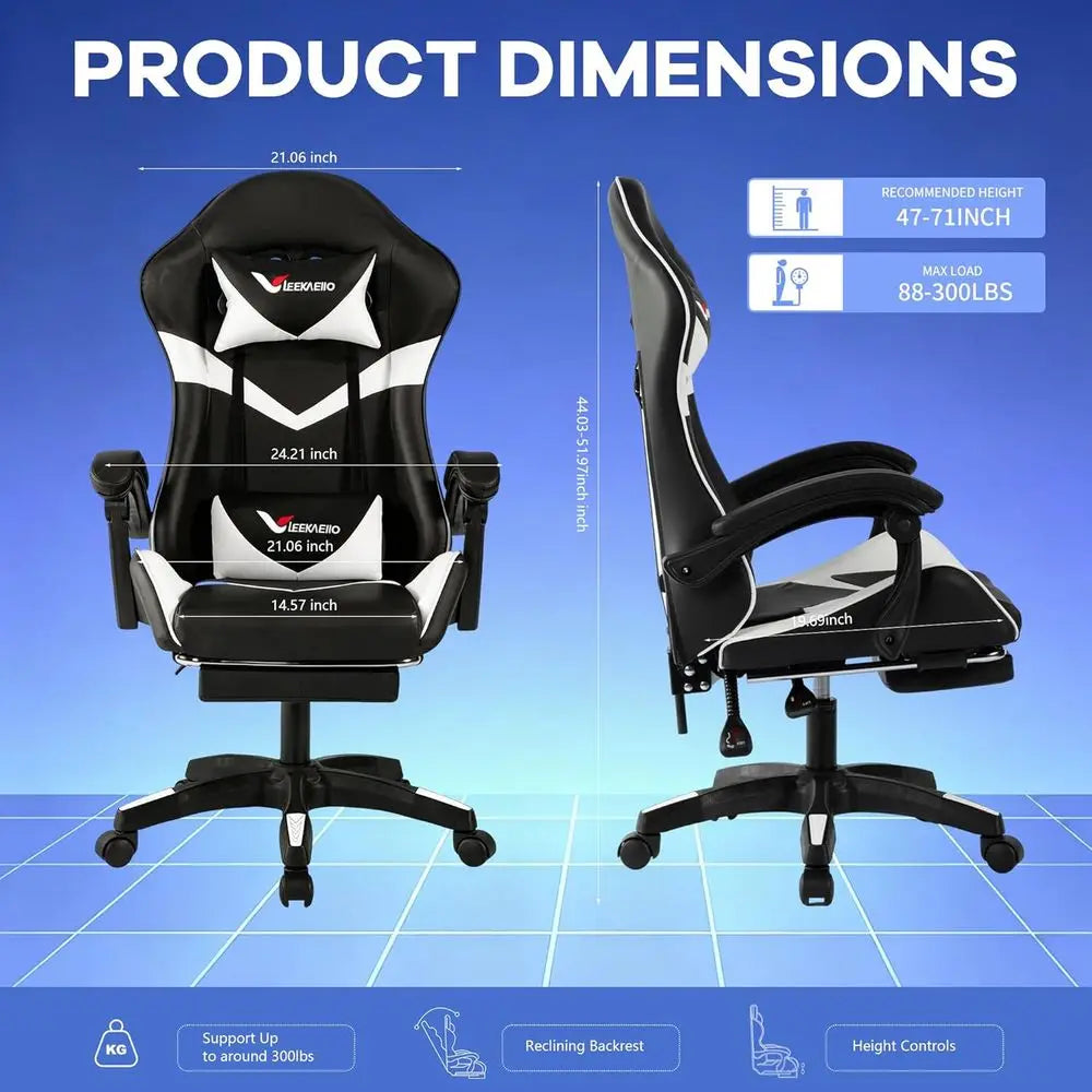 White Reclining Gaming Chair