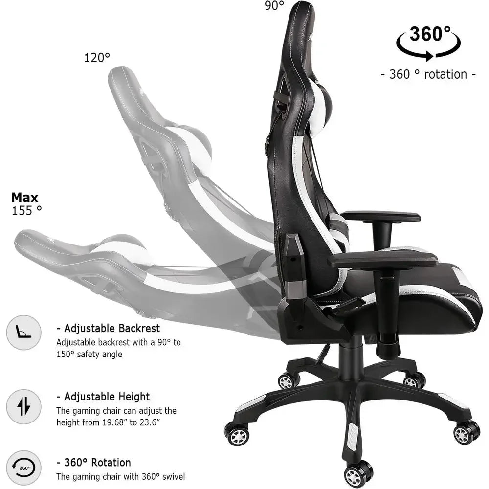 Black & White PU Gaming Chair