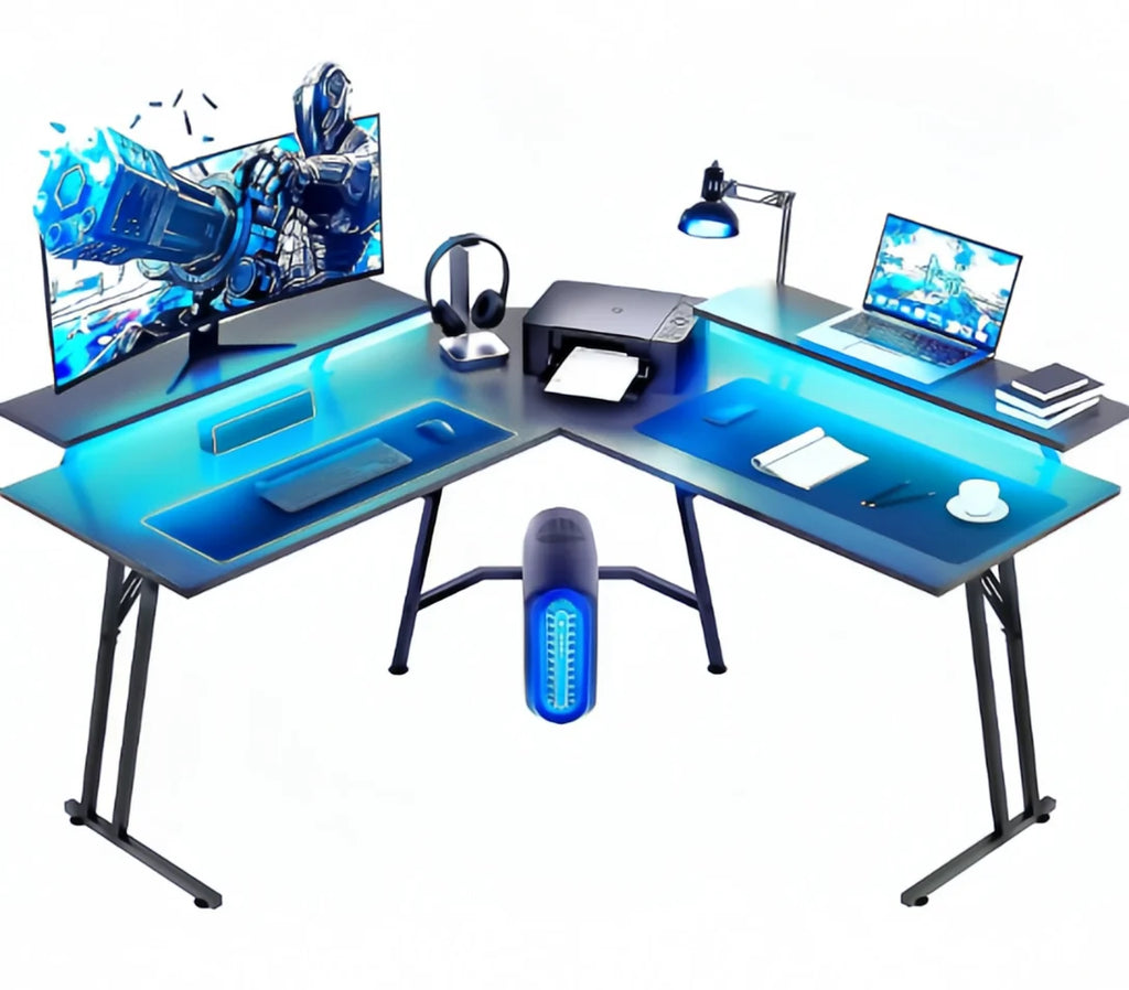 L-Shaped Gaming Desk with Monitor Stand