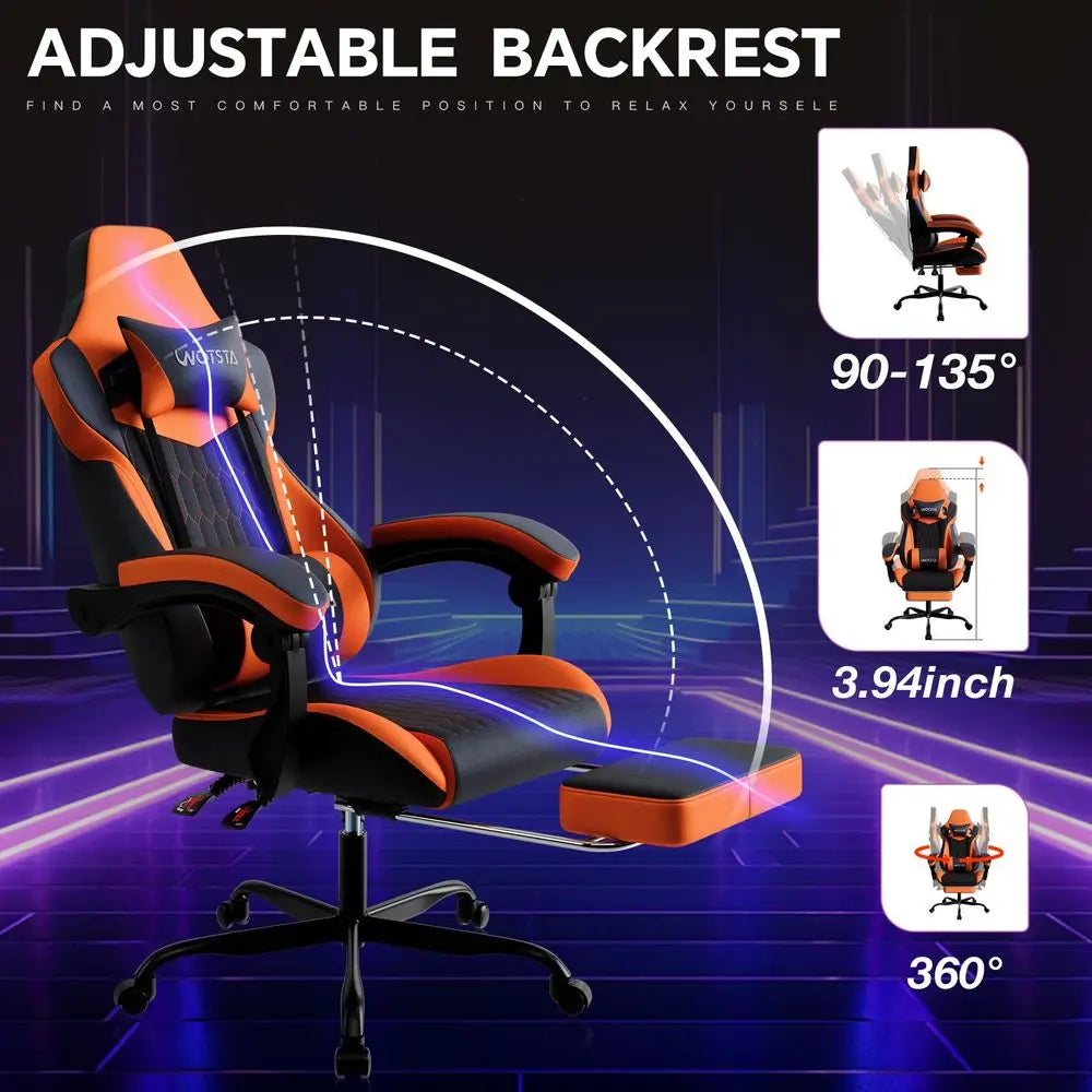 Leather Gaming Chair with Footrest