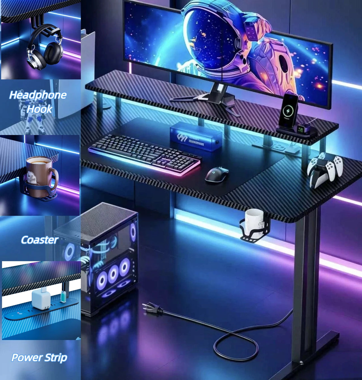 RGB Gaming Desk with Monitor Stand