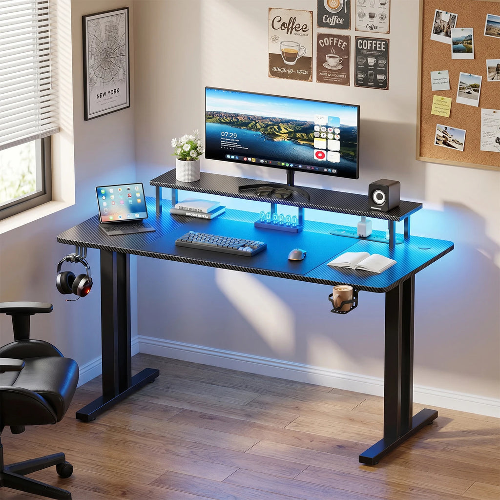 RGB Gaming Desk with Monitor Stand