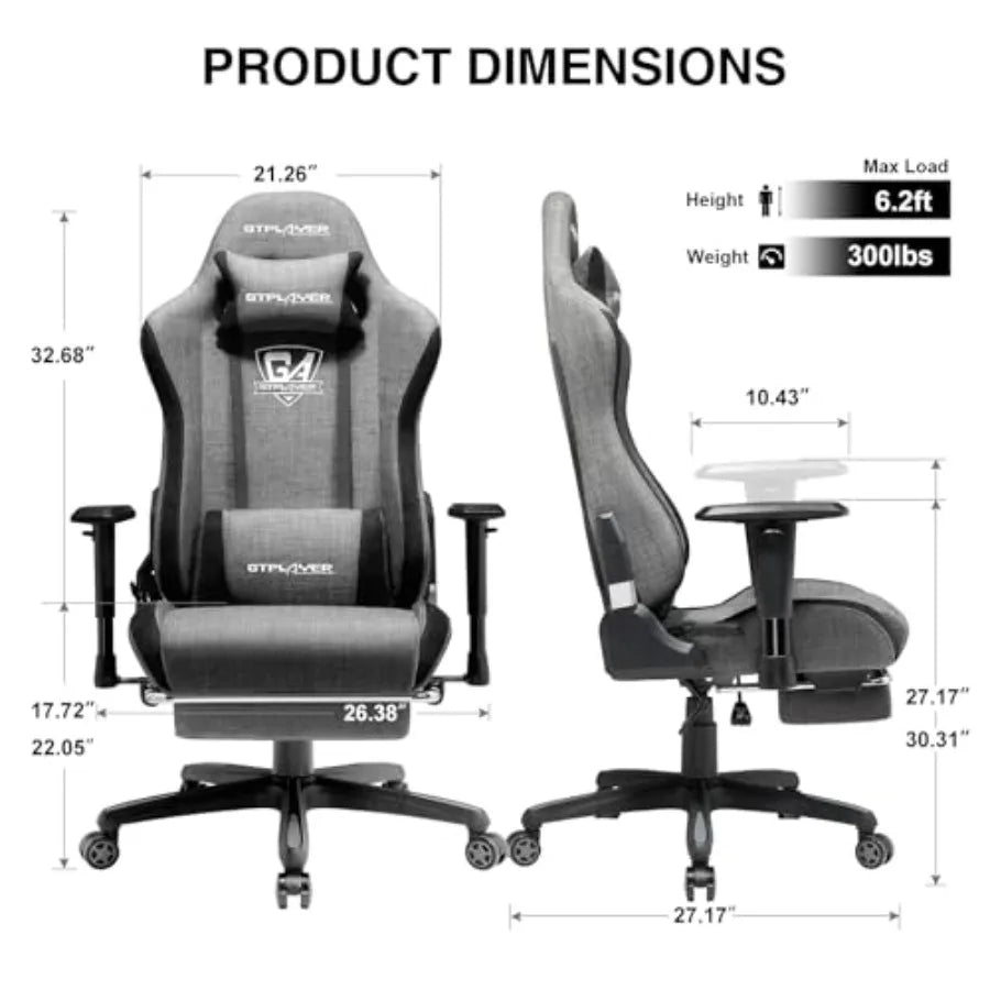 Grey Fabric Gaming Chair