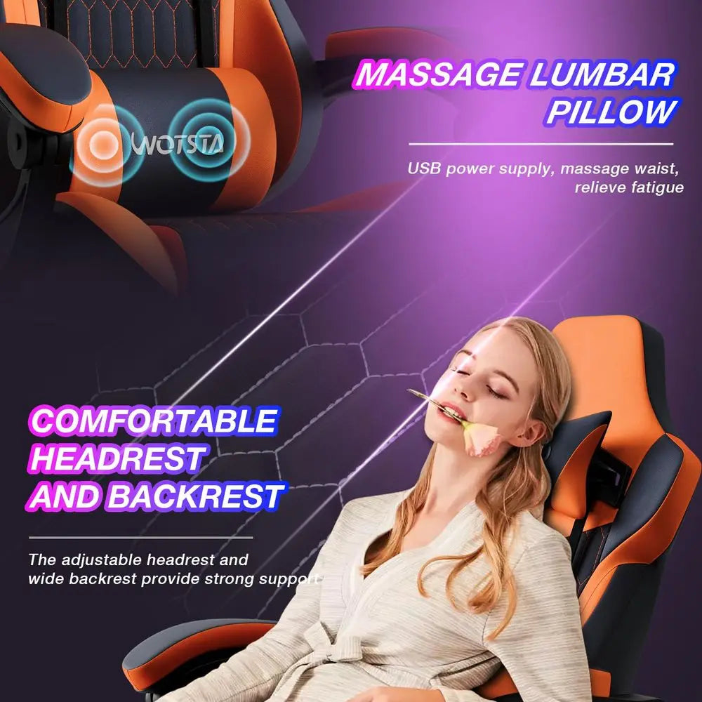 Leather Gaming Chair with Footrest