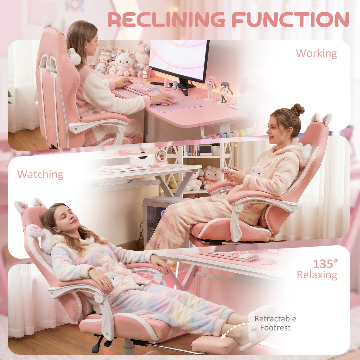 HOMCOM Cat Ear Gaming Chair