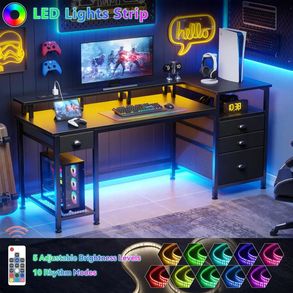 60″ Gaming Desk with Drawers