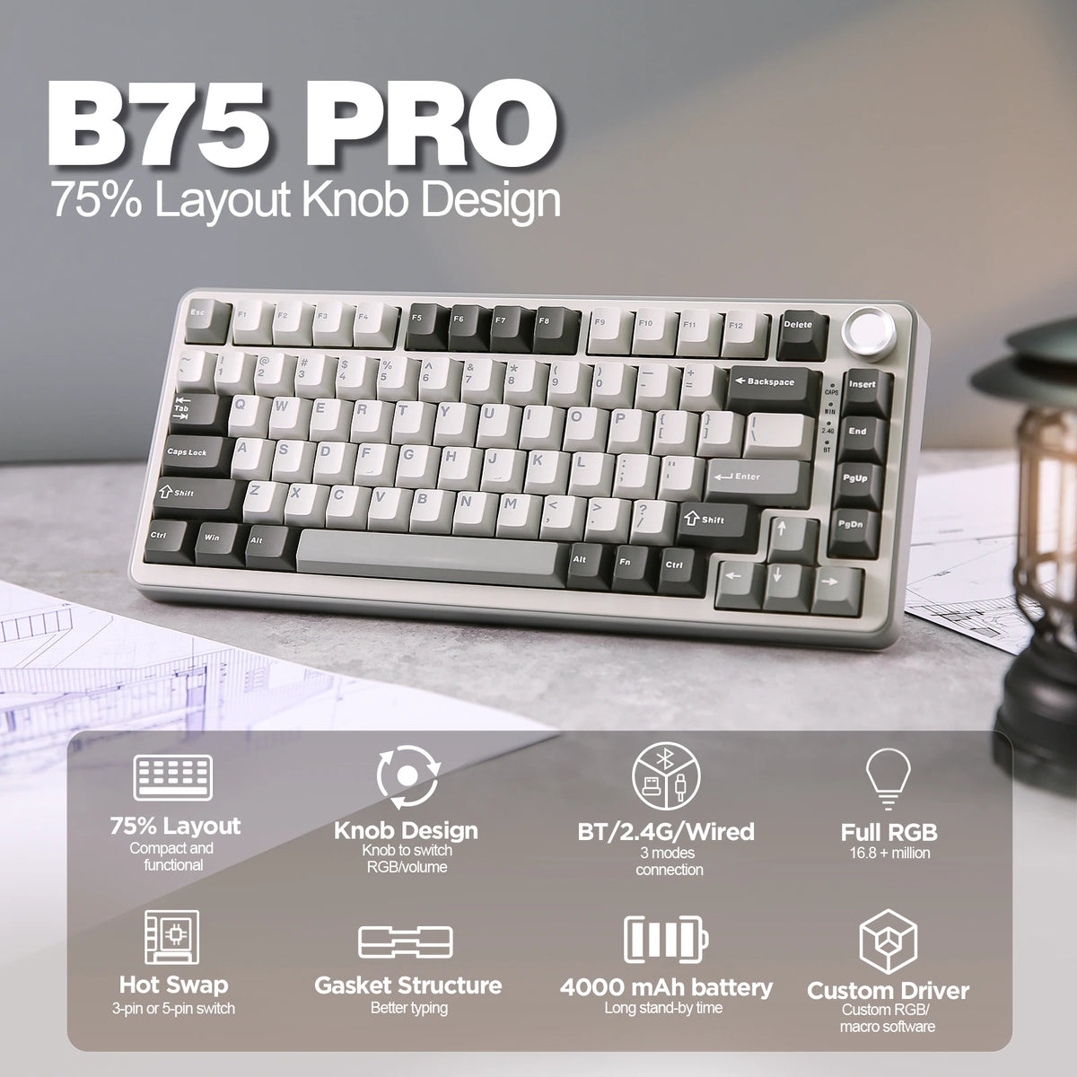 YUNZII B75 PRO Gaming Keyboard