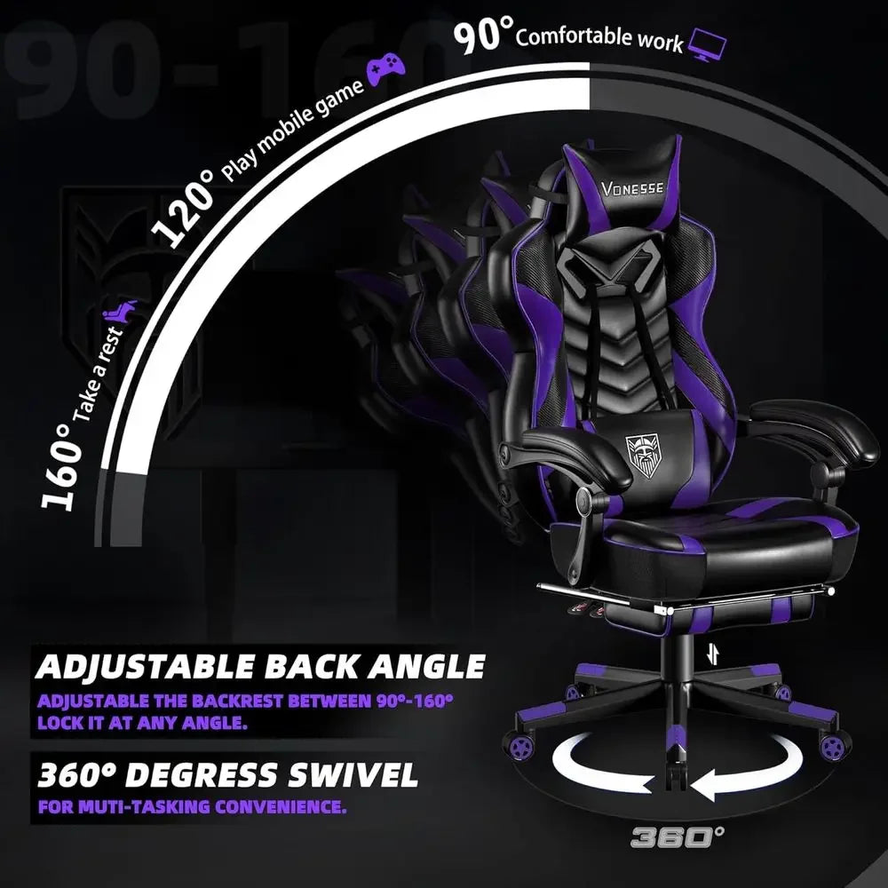 Black Massage Gaming Chair