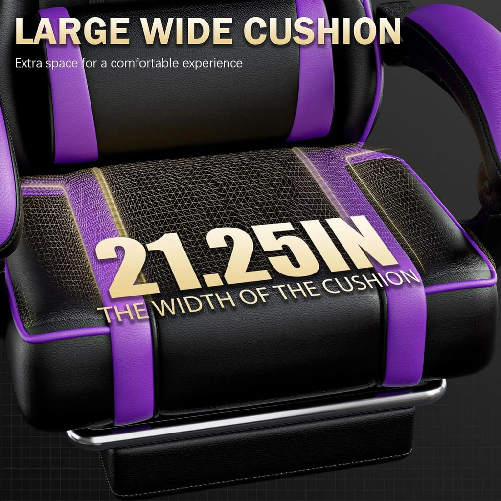 Purple Gaming Chair with Footrest