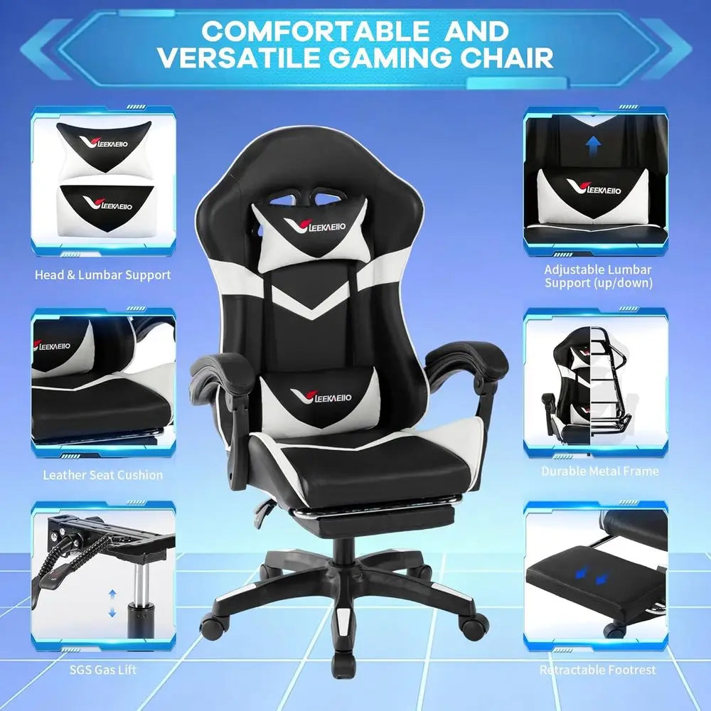 White Reclining Gaming Chair