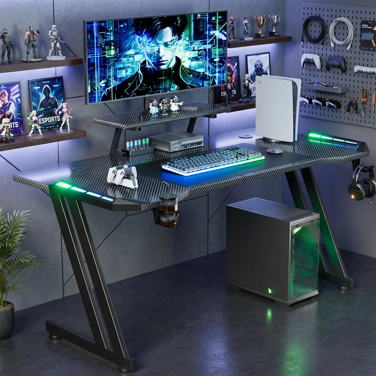 LED Gaming Desk with Monitor Stand