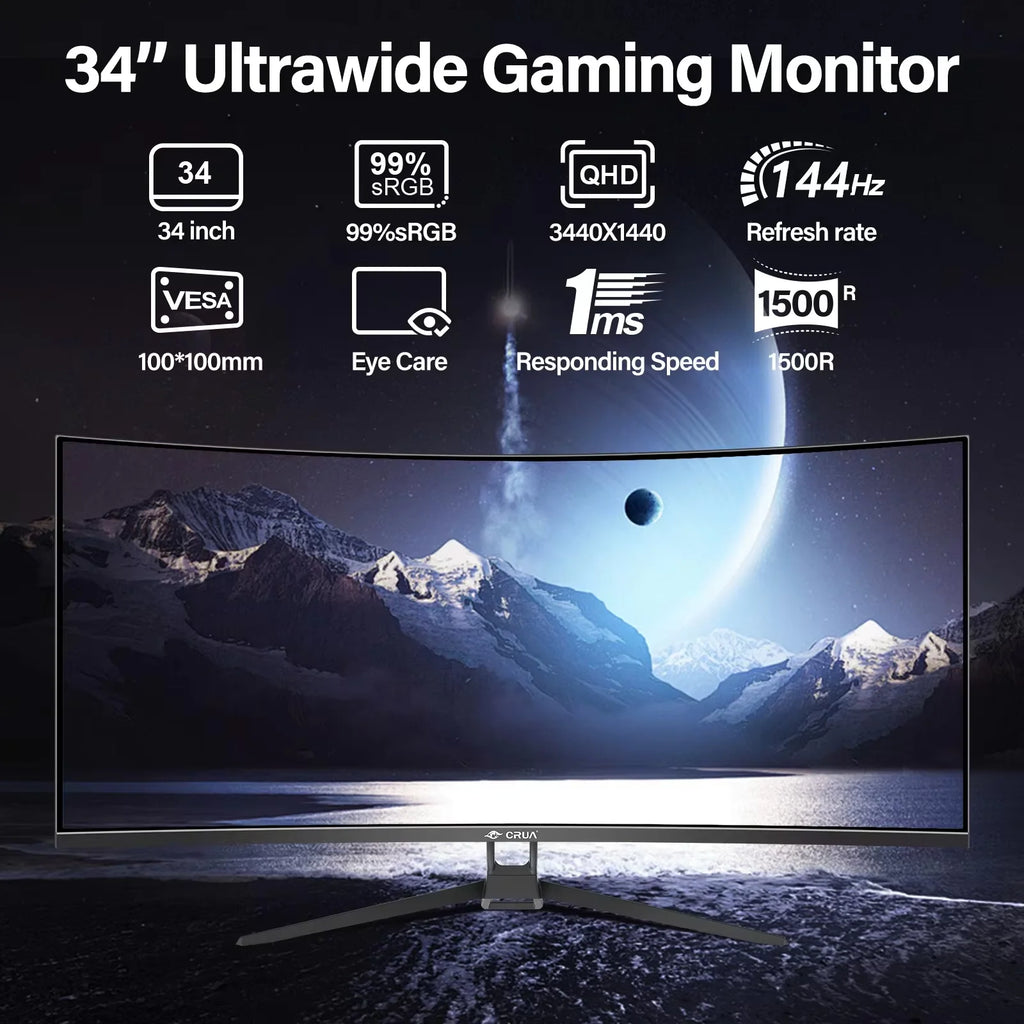 CRUA 34″ Curved Gaming Monitor