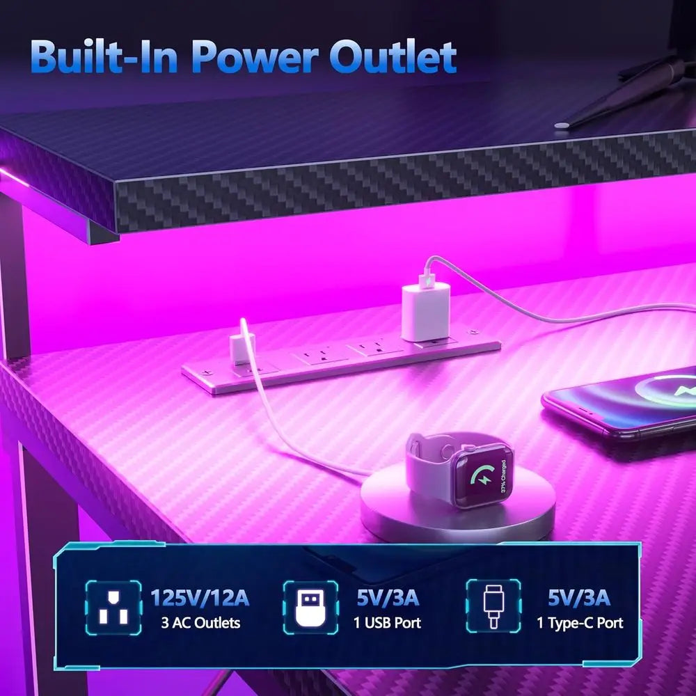 63″ Bluetooth LED Gaming Desk