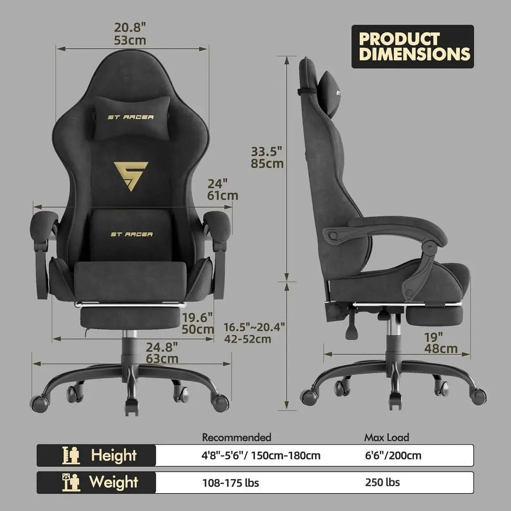 Massage Gaming Chair with Footrest