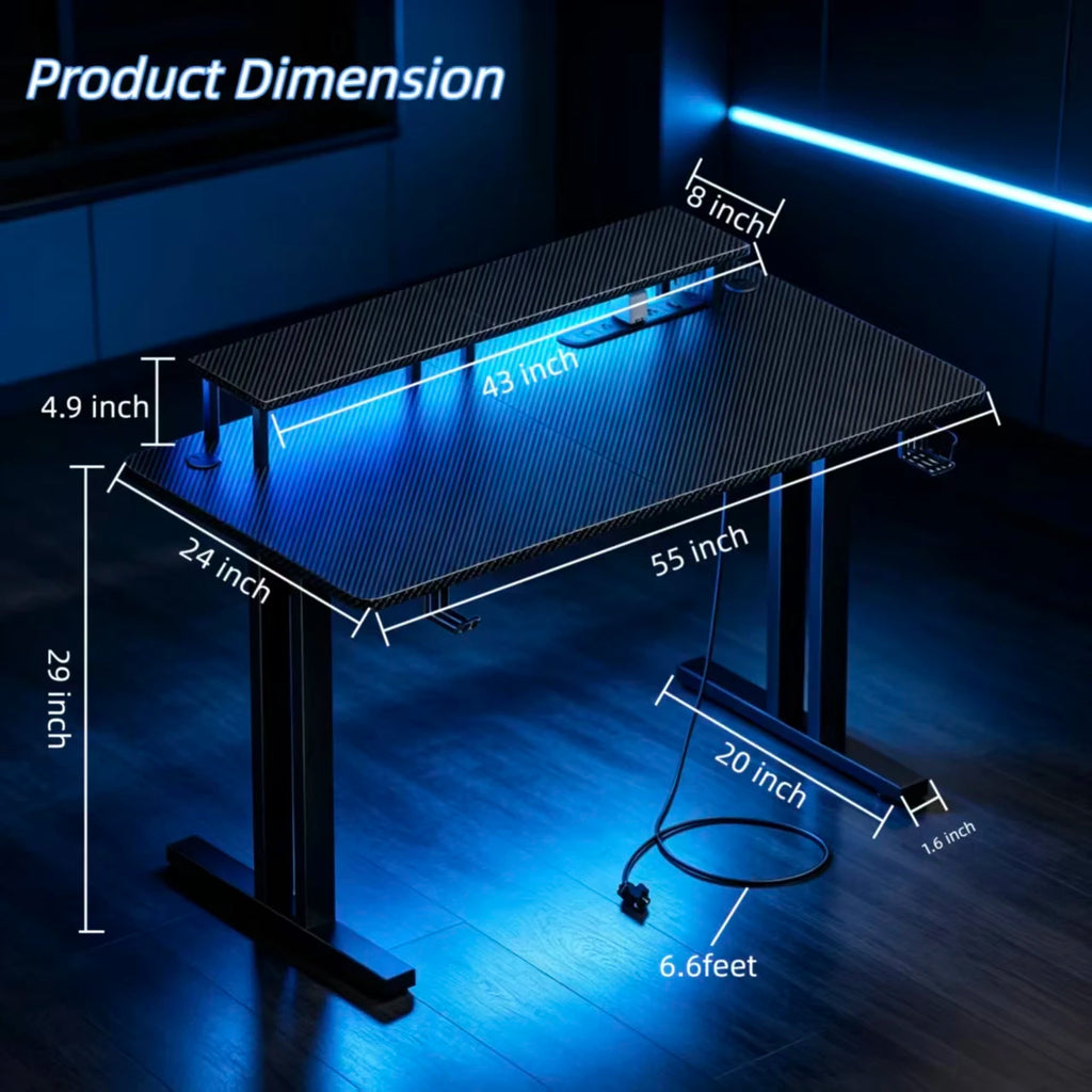 RGB Gaming Desk with Monitor Stand