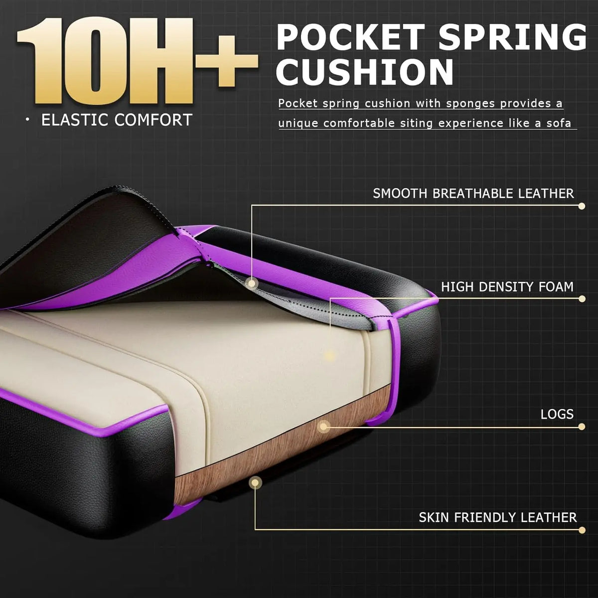 Purple Gaming Chair with Footrest