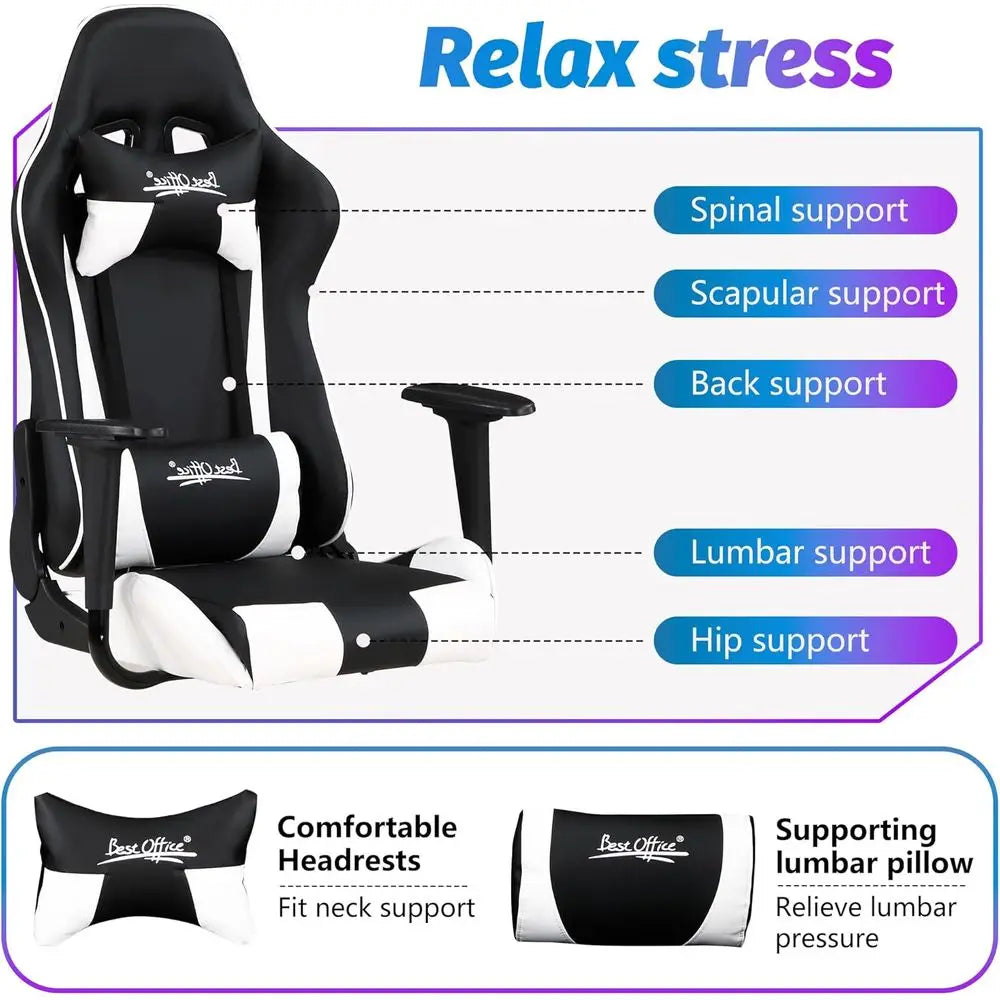 White High-Back Gaming Chair