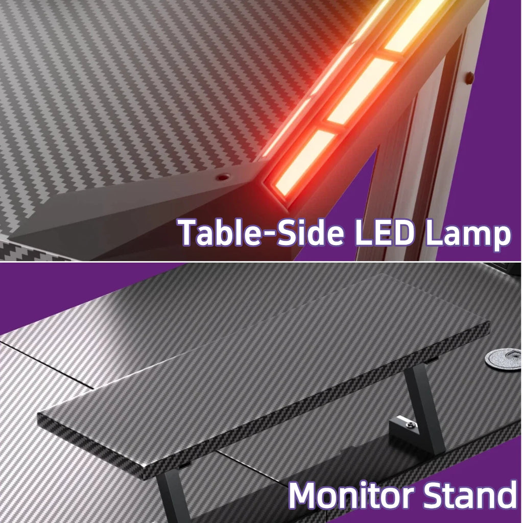 LED Gaming Desk with Monitor Stand