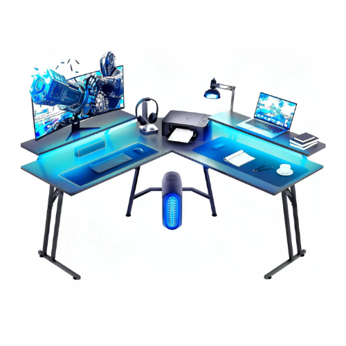 L-Shaped Gaming Desk with Monitor Stand